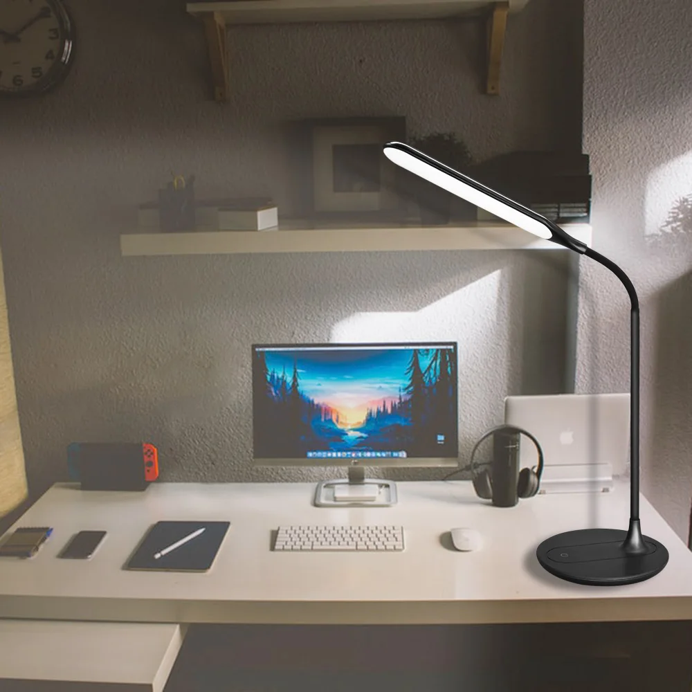 Artpad 6W 360 ° вращающаяся черная USB Беспроводная светящаяся настольная лампа со съемным основанием 3 ступенчатое Регулирование яркости настольная Светодиодная лампа для чтения