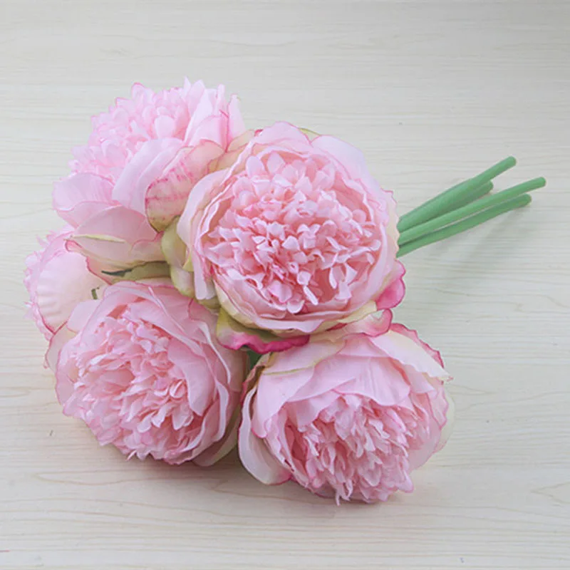 Йо Чо искусственный цветок из шелка Пион цветы 5 головок поддельный пион букет для Домашнего Цветоводства Декорации для свадьбы