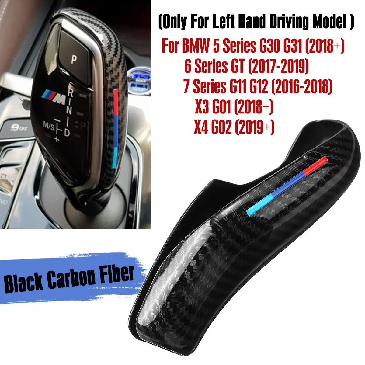 

Carbon Fibe Gear Head Shift-Knob Cover Gear Shift-Handbrake Grip Case Shift-Knob Shell For BMW G30 G31 6 Series GT G11 G12 X3 X4