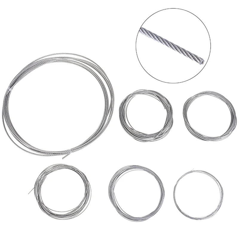 

5M Stainless Steel Soft Wire Rope Soft Fishing Lifting Cable Clothesline 7*7 Structure Diameter 0.5/1/1.2/1.5/2/3mm