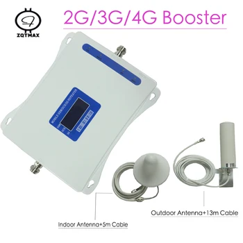 

ZQTMAX 2g 3g 4g Tri Band Cell Phone Signal Booster 900 1800 2100 MHz GSM WCDMA UMTS LTE Cellular Repeater with antenna set