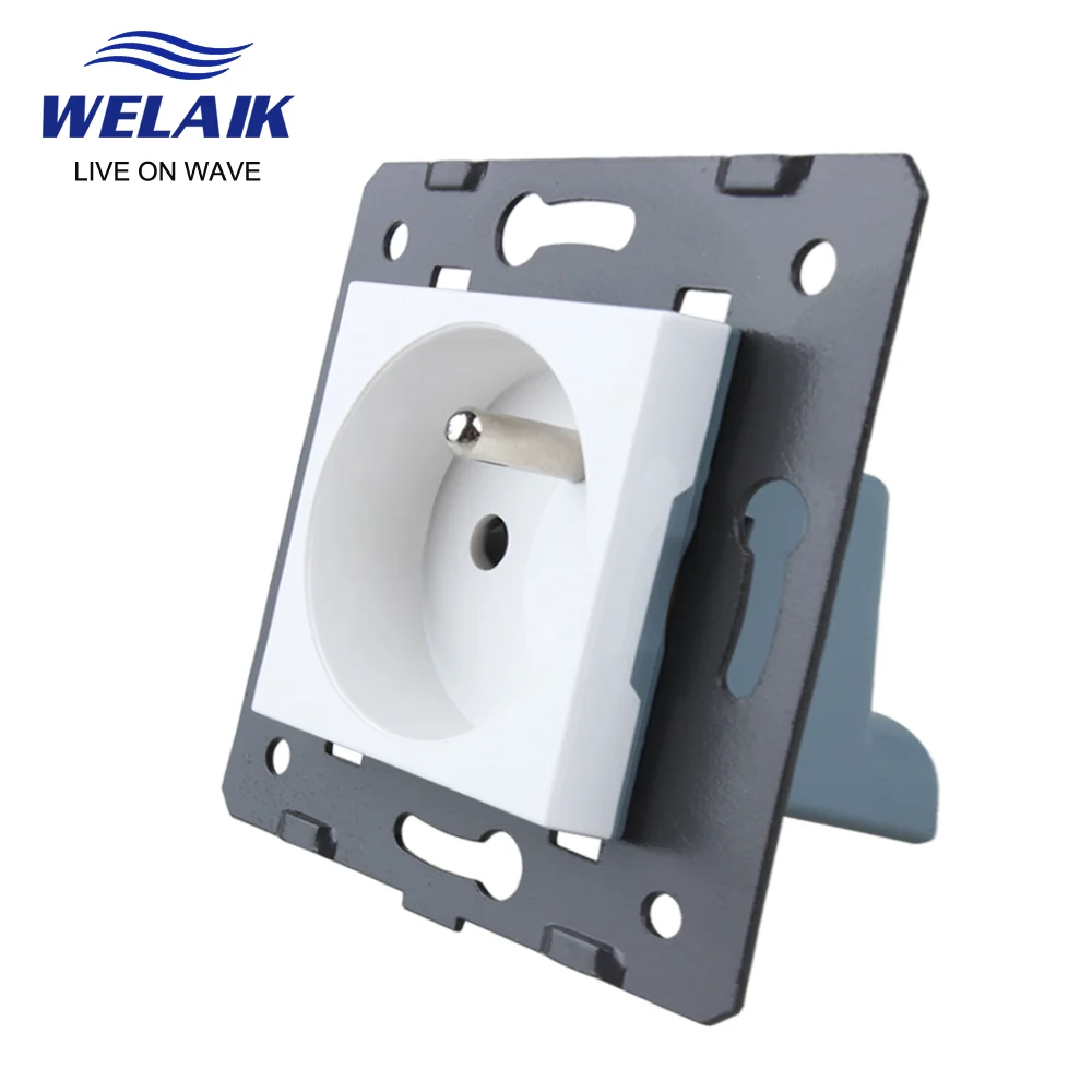 WELAIK France-Standard Power  Wall-Socket DIY Parts Without-Glass-Panel 45*45mm  220V 16A A8FW