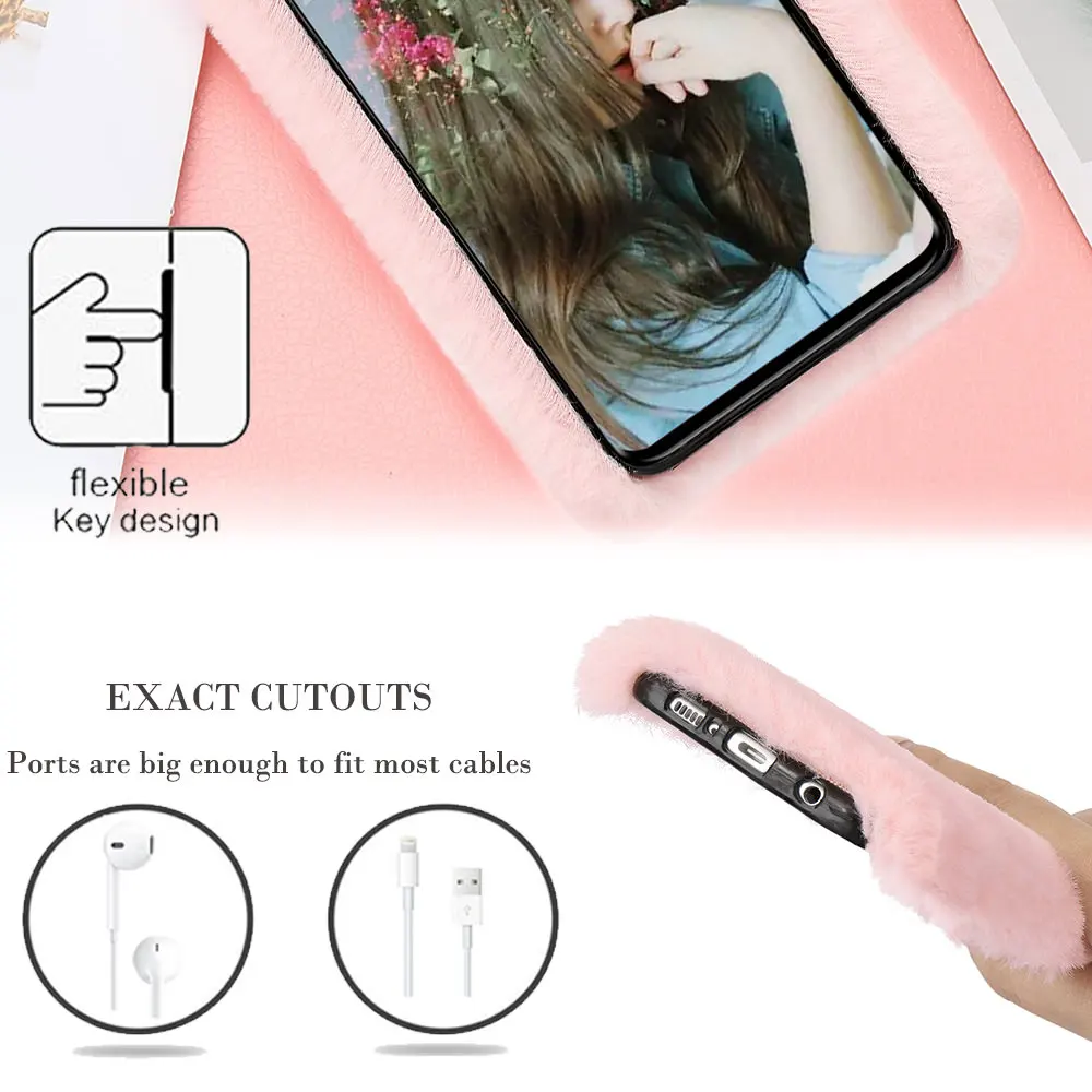 LCHULLE милый теплый Пушистый чехол для samsung S8 S9 S10 S7 Edge S10e Note10 Plus Мягкий Плюшевый чехол для телефона Coque Capas