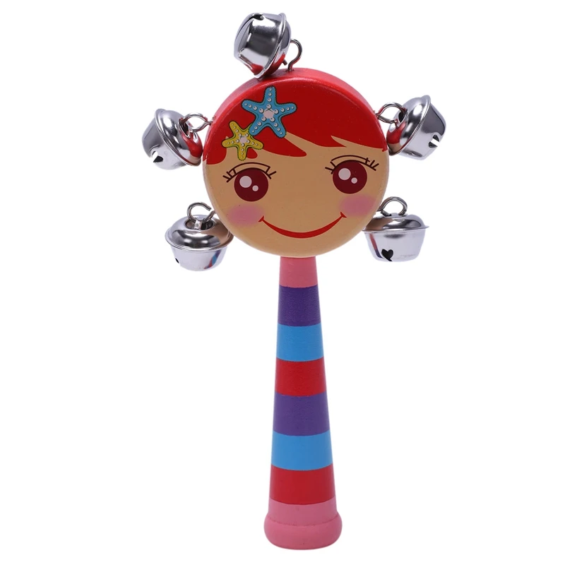 1 шт. Детские радужные деревянные ручки колокольчик Jingle stick шейкер погремушка игрушки