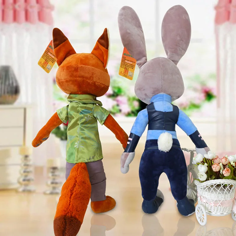 40CM Hand Puppet Doll Cute Cartoon Rabbit Judy Fox Nick Plush Stuffed Toys For Children The 3