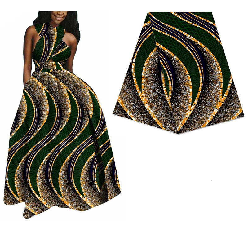 Полосатая печатная хлопковая африканская настоящая восковая ткань для женского платья 6 ярдов батик ткань из Анкары и Нигерии настоящая голландская восковая ткань 565