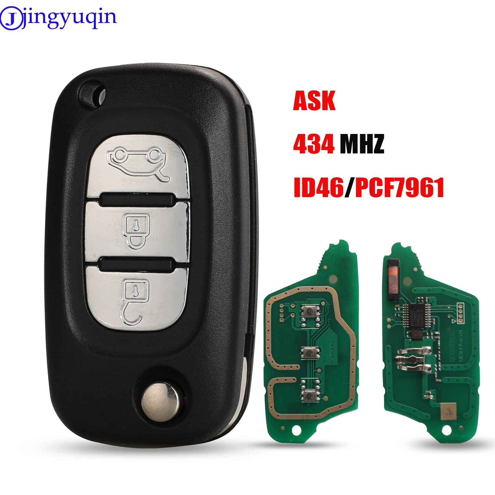 jingyuqin ASK FSK ID46 433MHz pcf7961 Remote Key Case Shell Обложка для Renault Clio 3 Megane Kangoo Modus Складной FLID |