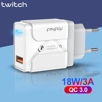 

Twitch Quick Charge 3.0 USB Charger Fast 3A Wall USB Adapter For iphone Samsung Universal EU US UK Mobile Phone Charger QC 3.0