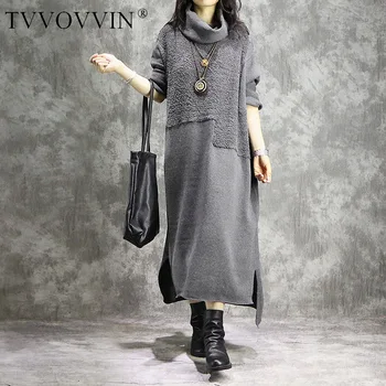 

TVVOVVIN Literature Knitting Dress Winter Cotton And Linen Skin Texture Long Sleeve Will Edition Longuette Will Code Easy ZX439