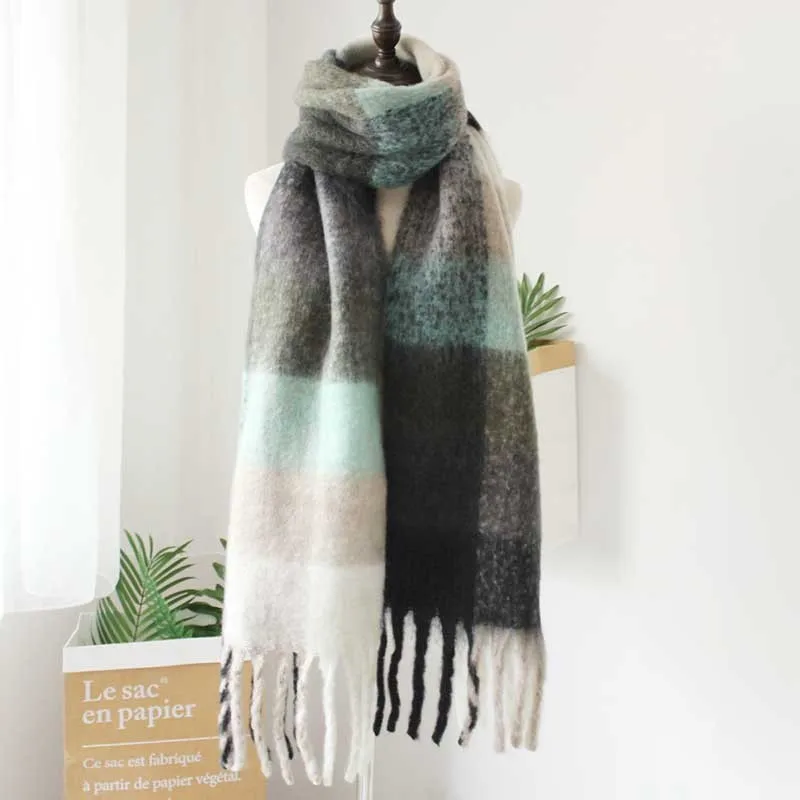 Семейная кашемировая шаль Ac, осень и зима, зимний модный цветной клетчатый шарф, согревает студенческие шеи и толстые шали