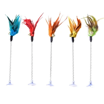 

Pet Cat Toys Plastic Teaser Feather Toys Kitten Funny Colorful Rod Cat Wand Toys Interactive Stick Pet Cat Supplies