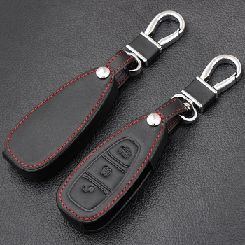 

3 Button Black Leather Car Remote Key Fob Shell Cover Case For Ford Focus RS Fiesta Mondeo Kuga B-Max Grand C-MAX S-MAX Galaxy