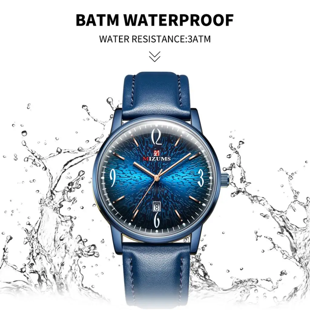 Minimalist Men's PU Leather Band Quartz Watch Waterproof Calendar Window Fashion Quartz Wristwatches 