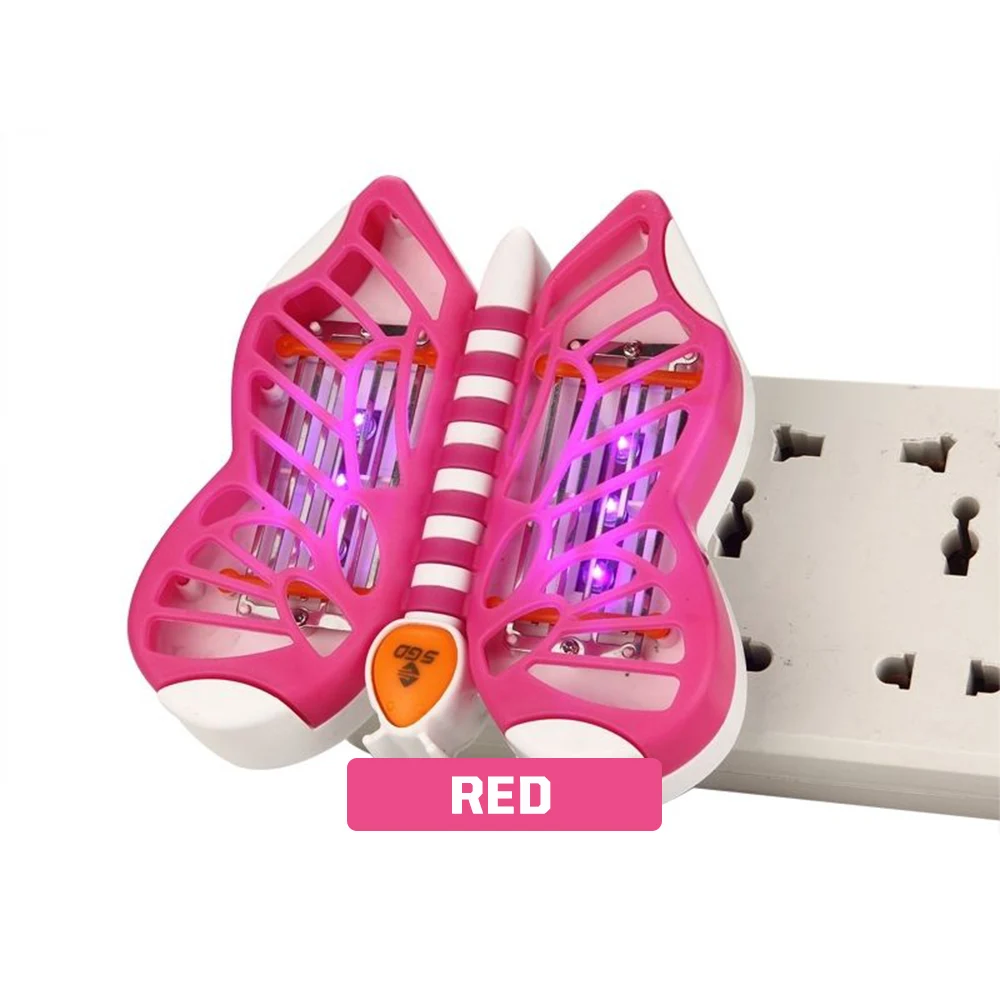 Red Mosquito Lamp Mosquito Light Zapper Creative Fashion Delicate AC110V/220V Butterfly 3W Electric Insect Trap Voiceless - Цвет: Red