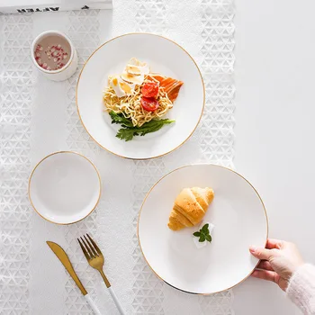 

Ceramic steak plate Phnom Penh Western dish Nordic home light plate bone plate tableware hotel set up