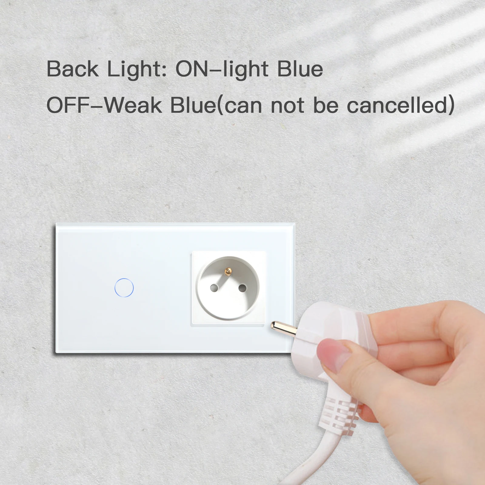 BSEED 터치 스위치 프랑스어 벽 소켓 Led 벽 조명 스위치 1/2/3Gang 1Way 유리 백라이트 전화 충전 USB 프랑스 소켓