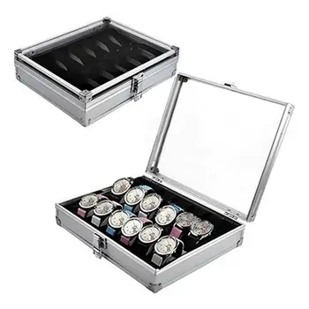

metal box Watch storage box Aluminum Alloy Case Useful 6/12 Grid SlotsJewelry Watches Aluminium Alloy Display Storage Box Case