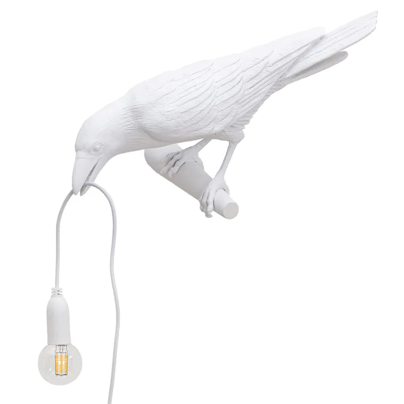 Lâmpada de Mesa Arte do Teto Luz da Noite Luz de Parede Corvo Pássaro Lâmpada Designer Resina Moderna Casa Luminárias Usb Alimentado D30 Led 12 designer resina corvo luz de parede moderna