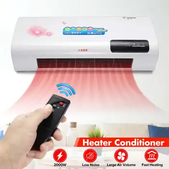 

2000W 220V Fast Heating Wall-mounted Air Conditioner Heating Fan Household Digital Display Heater Warmer With Remote Control