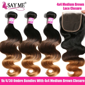 Ombre Body Wave Human Hair 3/4 Bundles With Closure Remy Transparent HD 6x6 Closure And Bundles Brazilian Hair Weave Bundles 2