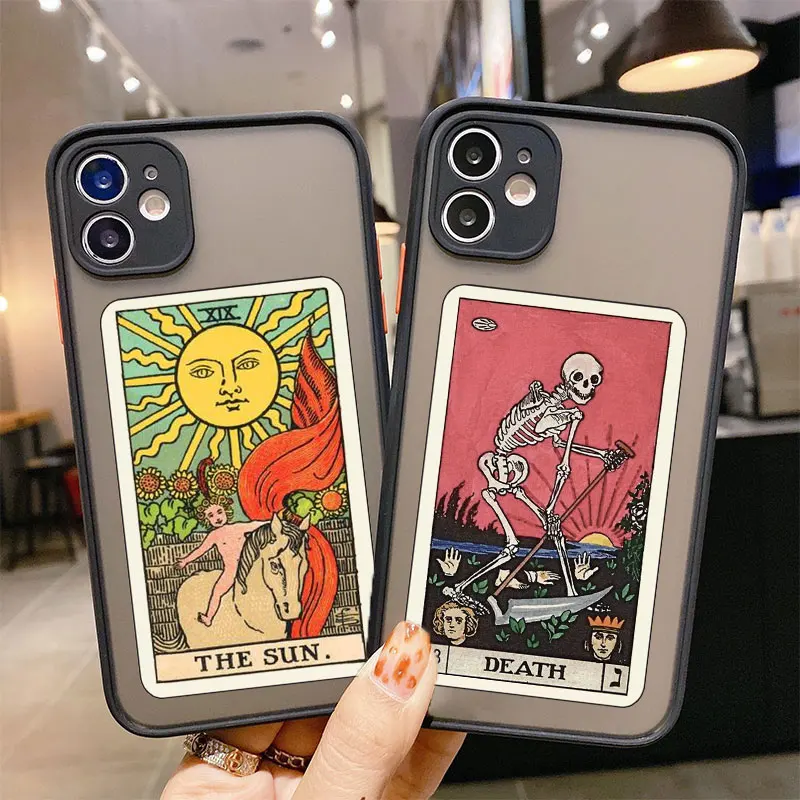 Sun Moon Star Death Tarot Cases For Xiaomi 11 Lite Redmi 9A 9C 9T Note 7 8 9 10 Poco F3 X3 NFC Pro Max 10s Matte Plastic Case | Мобильные