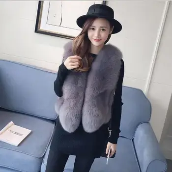 

Fashion 2020 Winter Women's Faux Fur Coat Artificial Fur Vest Furry Vests Femme Jackets Plus Size Warm Fake Fur Gilet Q961