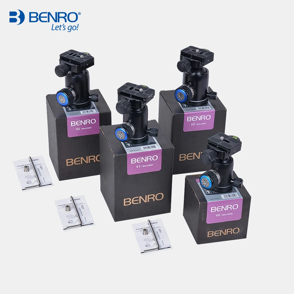 BENRO V0 V1 V2 V3 Ballhead Professional Universal Aluminum Ball Head For Camera Tripod With Quick Release Plate 3/8" Thread |
