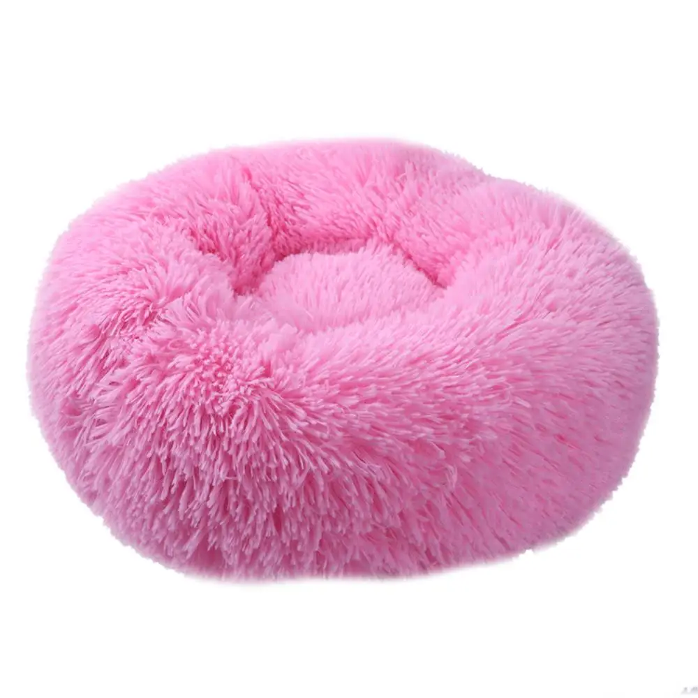 Кошачий домик круглая кровать моющийся длинный плюшевый бархат для чихуахуа собаки питомника супер мягкий хлопок коврики диван для питомца кровать Hundebetten - Цвет: Pink2