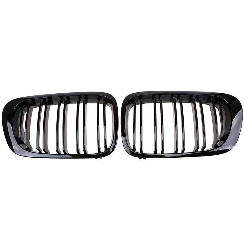 

Car Front Grille Dual Slat Kidney Covers For 98-01 BMW E46 Fronts Radiator Grills Glossy Black Accessories