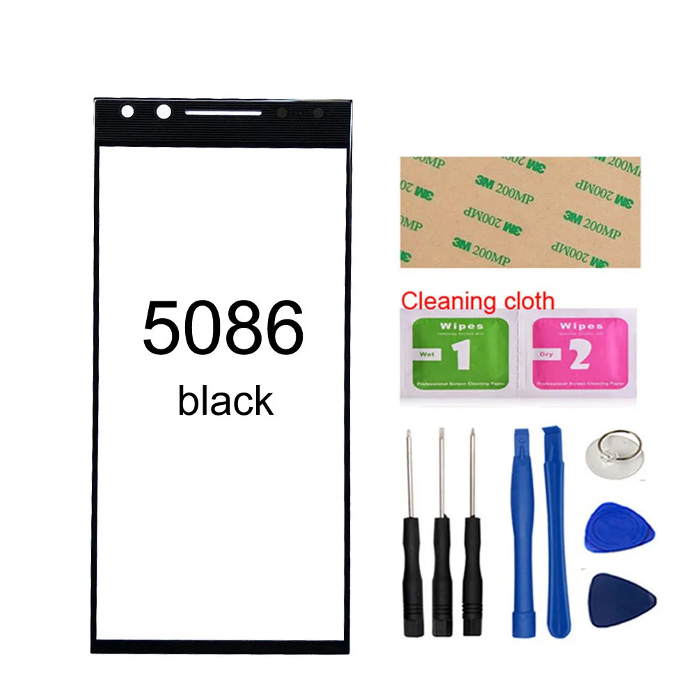Переднее стекло для Alcatel OT5049 5086 для Alcatel Shine Lite 5080X 5080Q 5080A переднее внешнее стекло(без сенсорного экрана - Цвет: 5086 Black Tools