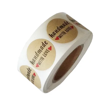 

500 Labels Per Roll Round Natural Kraft Thank You Stickers Seal Labels Hand Made with Love Stickers Paper Stationery Sticker