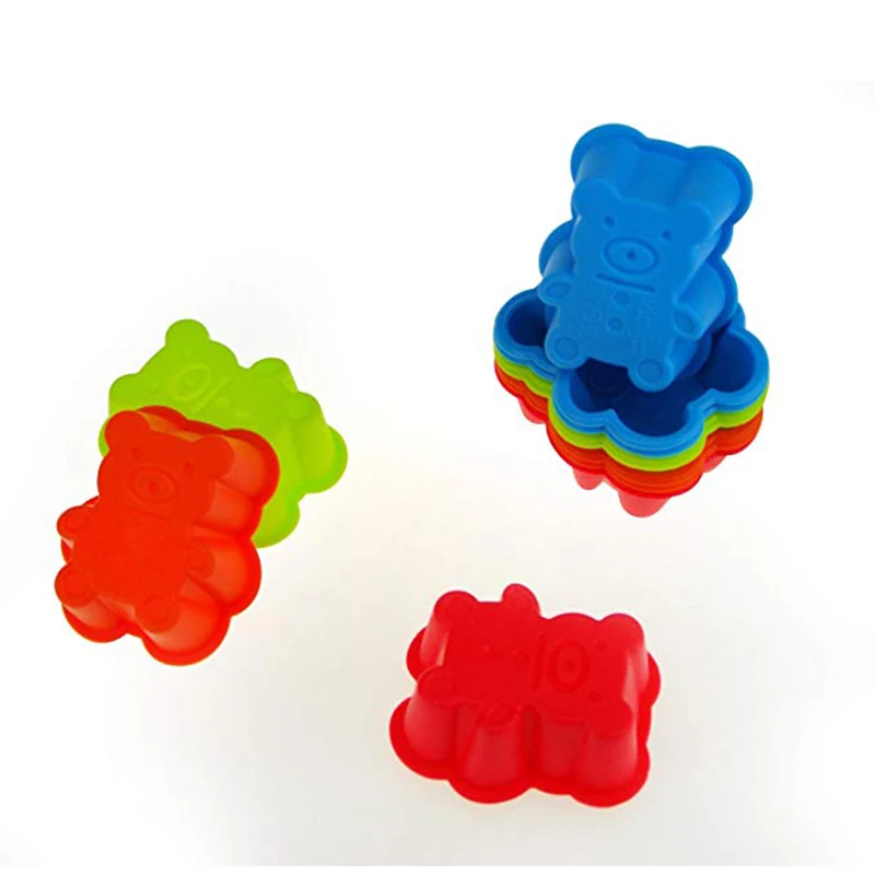 

ULKNN 12Pcs/Lot Reusable Silicone Cupcake Baking Cups Cute Mini Bear Mould DIY Creative Cake Baking Tool in Storage Container
