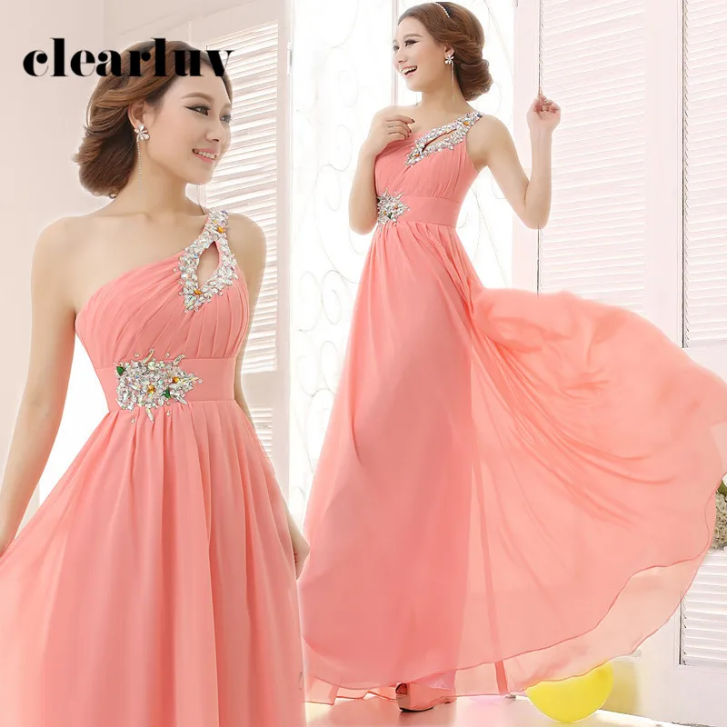 

One-Shoulder Formal Evening Dresses R284 Sleeveless Banquet Dress For Women Shining Sequin Pink Elegant Robe De Soiree 2020