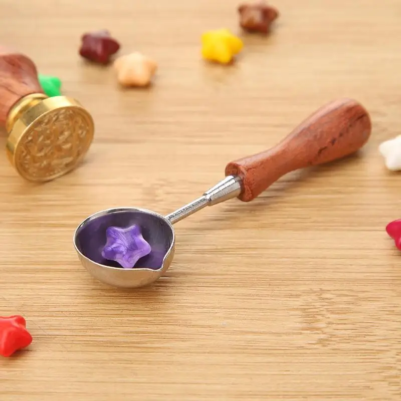 Anti-Hot Sealing Wax Spoon Sealing Stamp Wax Melting Spoon Vintage Wood Handle Sealing Wax Spoon Stamp for scrapbooking Dropship