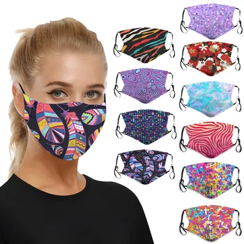 

10pc Colorful Print Face Mask Adult Washable Fabric Mask PM 2.5 Protective Dust Mouth-Muffle Reusable Washable Earloop Mask