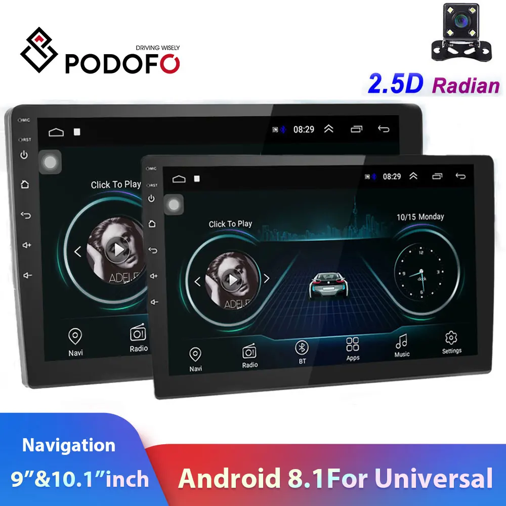 Podofo 2din автомобильный Радио 9 &quotи 10&quot 2.5D GPS 2 DIN Android мультимедийный плеер для Volkswagen