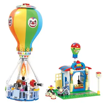 

[Funny] DIY 275pcs Clown Hot air balloon city modern paradise + figures Building blocks toy model kids assemble education toys