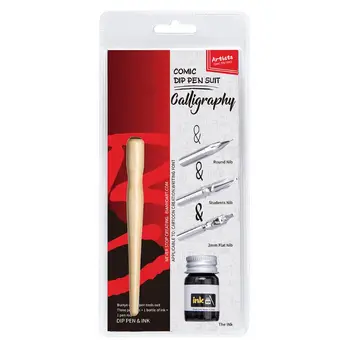 

Manga Dip Pen Set Comic Pro Drawing Kit 3 Nibs Wood Holder Ink Calligraphy Tools
