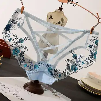 

2020 Women Sexy Mesh Sheer Lace Panties Ladies Transparent Underwear Woman Low-Rise Cotton See-Through Briefs Intimates Hot Sale