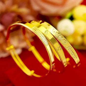 

Korean Fashion 14K Gold Bracelet for Women Wedding Engagement Jewelry Adjustable Heart shaped Bracelet Bangles for Female Gifts