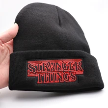 Stranger Things-gorro de punto bordado, gorra de lana cálida, color negro, regalo de otoño e invierno