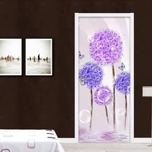 Романтический Одуванчик Современный 3D дверь наклейка настенные наклейки самоклеющиеся водонепроницаемые обои из ПВХ винила для гостиной спальни Фреска