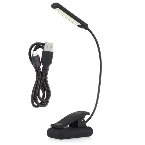 Battery Clip on Book Reading LED Light 6W COB Flexible Arm Stand Lamp for Laptop Notebook Working Portable Night Light LESHP