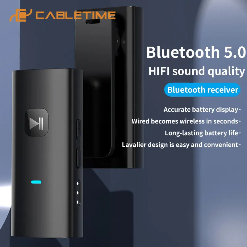 CABLETIME Wireless Receiver Bluetooth 5.0 Aux Long Battery Plug and Play for Mobile Phone Headset Car Stereo Back Clip BL13 - ANKUX Tech Co., Ltd