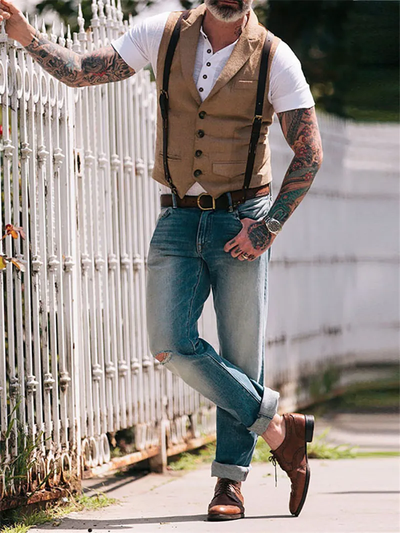 Suit vest mens Business Casual vest men Slim Retro Waistcoat for Men
