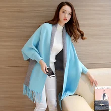 Новинка весны, женский элегантный кашемировый кардиган с кисточками, свитер с рукавами летучая мышь, женский шарф, накидка, верхняя одежда