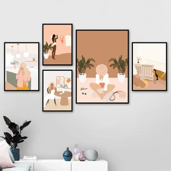 

Abstract Fashion Girl Illustration Wall Art Canvas Painting Nordic Posters And Prints Art Wall Painting For Living Room Decor