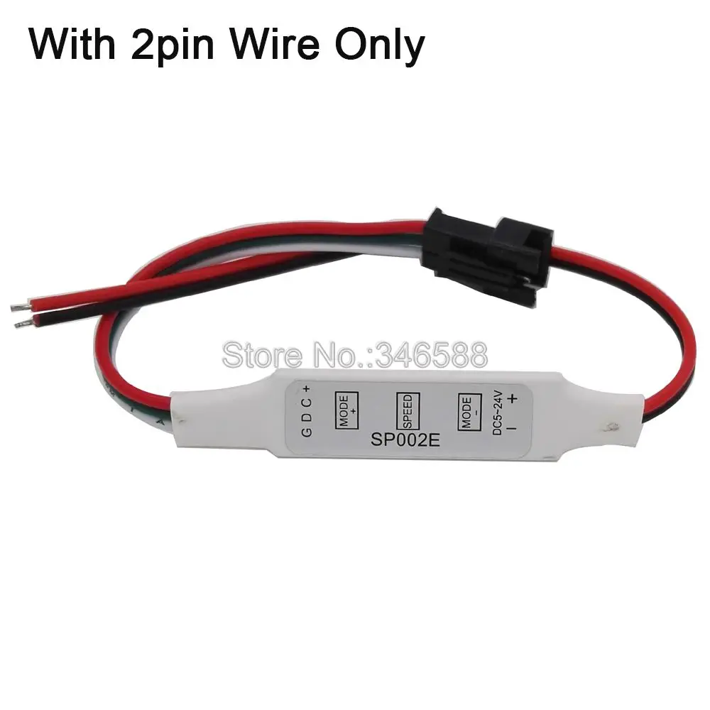 DC5V-24V светодиодный контроллер SP002E с 3 кнопками, мини-контроллер пикселей, провод постоянного тока, USB интерфейс, 600 пикселей, для WS2812B, WS2811, светодиодный светильник - Цвет: 2Pin Wire Connector
