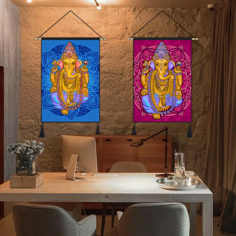 

Wall Art Print Yoga Decoration Indian Buddha God Elephant Hanging Scroll Painting Canvas Posters and Prints Pictures Home Decor