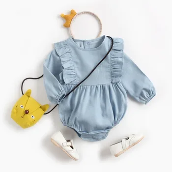 

Solid Infant Toddler Baby Girl Romper Vintage Long Sleeve Neborn Girl Romper Jumpsuit Spring Autumn Baby Girl Clothing